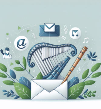 Vennlig kundeserviceillustrasjon med panfløyter, e-postikon og telefon på et lyst, profesjonelt bakgrunnsbilde