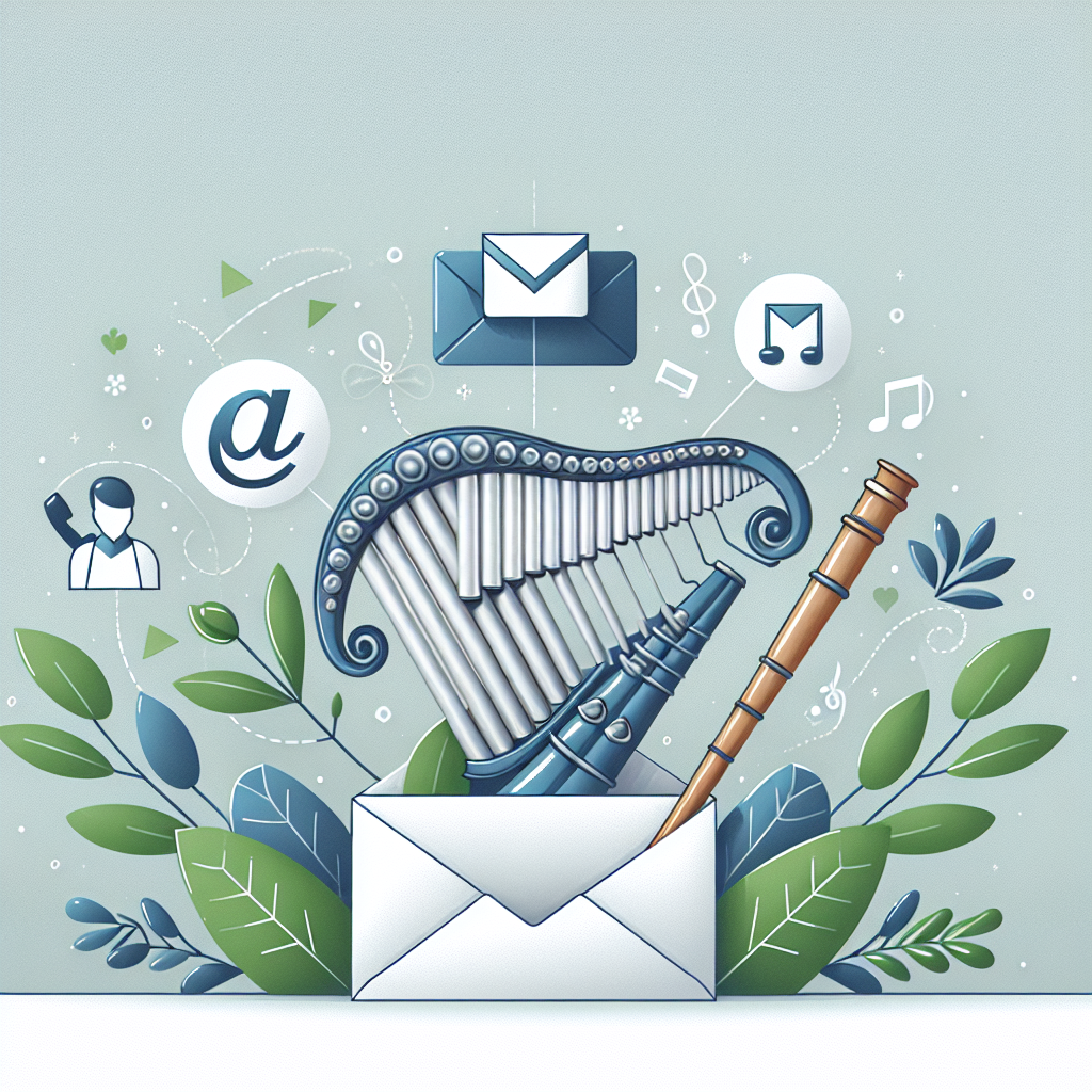 Vennlig kundeserviceillustrasjon med panfløyter, e-postikon og telefon på et lyst, profesjonelt bakgrunnsbilde